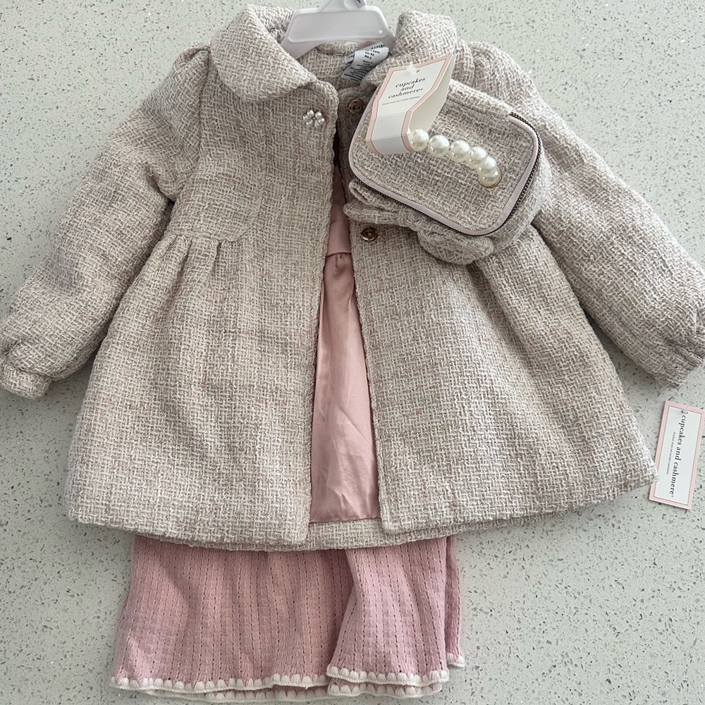 NWT Cupcakes & Cashmere Pink Tweed Texture